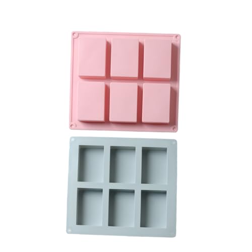 Gadpiparty 2 Stück Teiliges Silikon Seifenform Mulden Rechteckig Flexibel Antihaftend Langlebig DIY Seifenherstellung Backform für Kuchen Kerzen Muffins Blau Rosa von Gadpiparty