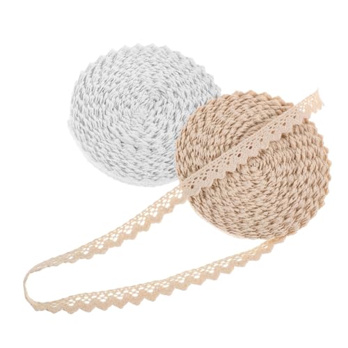 Gadpiparty 2 Stück Teiliges Vintage Baumwoll Spitzenband Breit Besticktes Häkelspitzenband mit Blumenmuster für Hochzeitsdeko Brautschleier DIY Bastelarbeiten Geschenkverpackung von Gadpiparty