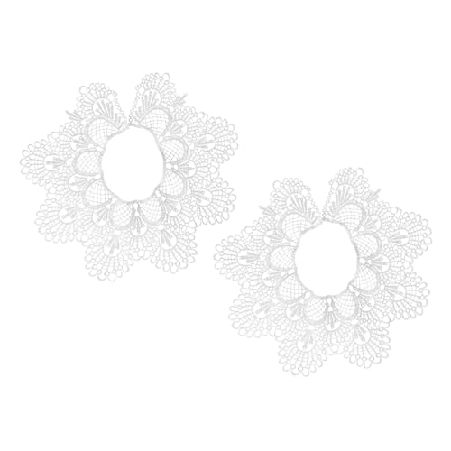 Gadpiparty 2 Stück Teiliges Weißes Spitzenkragen Floraler Stickerei Leichter Wasserlöslicher Spitzen applikationskragen zum Aufnähen DIY Blusenkragen Einsatz für Damen Tunika und Pullover von Gadpiparty