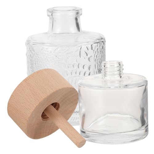 Gadpiparty 2 Stück Transparente Aromatherapie Diffuser Glasflaschen mit Holzdeckel Dekorative Duftflaschen für Wohn und Schlafzimmer für Ätherische Öle und Raumdüfte von Gadpiparty