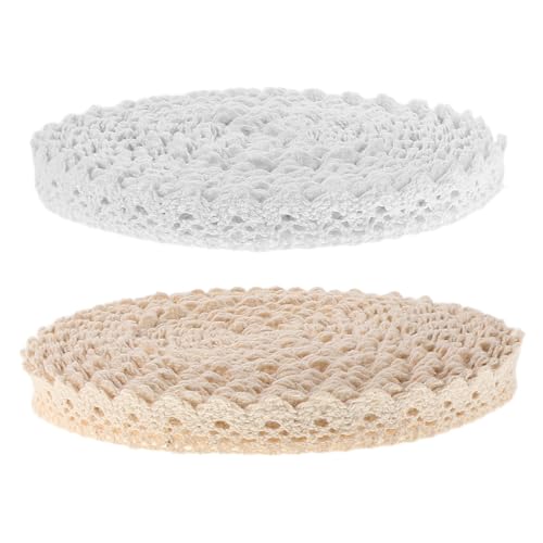 Gadpiparty 2 Stück Vintage Baumwoll Spitzenband Breit Häkelspitze mit Floralen Mustern für Hochzeit Dekoration DIY Nähen Basteln Geschenkverpackung von Gadpiparty