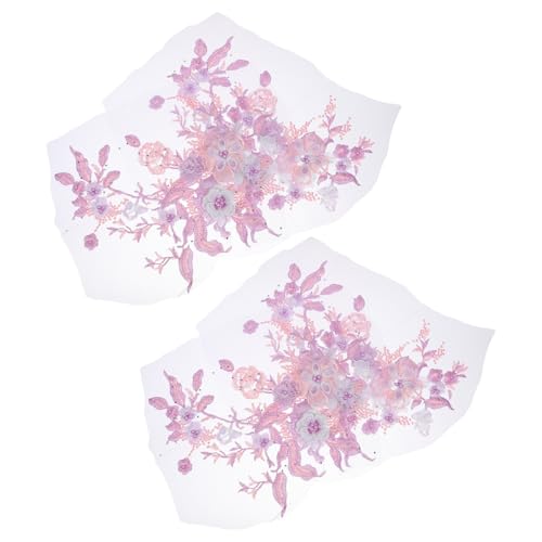 Gadpiparty 2 Stück bestickte Spitzenapplikationen: Elegante, mit Blumen bestickte Spitzenflicken mit Perlen für selbstgemachte Kleidung, Hochzeitskleider, Dekorationen, Party-Outfits von Gadpiparty