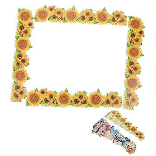 Gadpiparty 20 Blatt Dekorative Randbordüre für Pinnwände Sonnenblumen Schmetterlinge Verschleißfeste für Klassenzimmer und von Gadpiparty