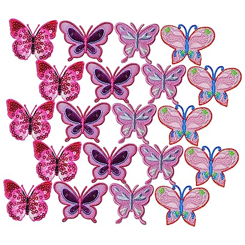 Gadpiparty 20 Stück Gestickter Stoffaufnäher Patch Party nähen Schmetterlingsapplikation Kleidung Schmetterlings-Stickapplikation Schmetterlingsflecken Applikationen Kleiderflicken Polyester von Gadpiparty