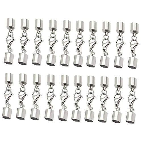 Gadpiparty 20 Stück Lederband Verschlüsse Multi Schmuckverschluss Einfacher Hummerverschluss für Armbänder und Lochgröße Silber für DIY Schmuckprojekte von Gadpiparty