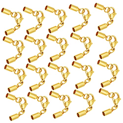 Gadpiparty 20 Stück Lederbandverschluss Multifunktionaler Schmuckverschluss Einfacher Karabiner für Armbänder und Goldfarben DIY Schmuckgestaltung von Gadpiparty