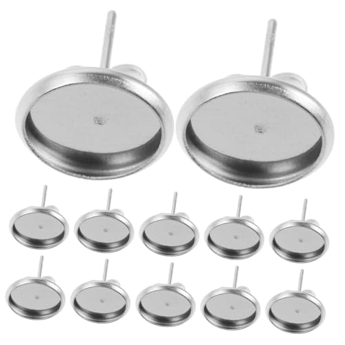 Gadpiparty 20 Stück Ohrringschweißnadelbecken Wohnung runden Flaches Schmucktablett Ohrring-Cabochon-Fassungen Ohrringe Zubehör Blanko-Ohrstecker-Basis Ohrschale Metall Silver von Gadpiparty