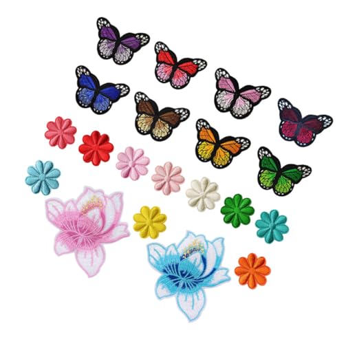 Gadpiparty 20 Stück Schmetterlings Blumen Patch Zubehör Zum Aufnähen Von Patches Stereoskopische Kleidungspatches Kleidungszubehör Applikationen Für Kleidung Blumen Applikationspatches von Gadpiparty