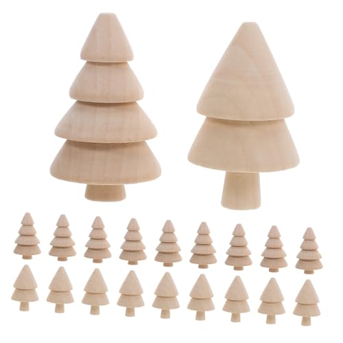 Gadpiparty 20 Stück Teiliges Holz Weihnachtsbaum Figuren aus Naturbelassenem Holz Unbemalt Vielseitig für DIY Bastelprojekte Kompakt für Tischdeko und Kreative Weihnachtsdekoration von Gadpiparty