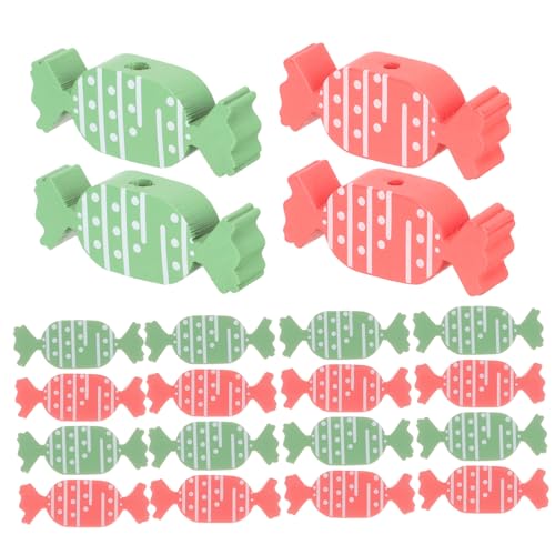 Gadpiparty 20 Stück Teiliges Holzperlen in Candy-form Weihnachtsdeko DIY Schmuckherstellung Glatte Oberfläche für Armbänder und Halsketten Rote und Grüne Farben Bastelzubehör von Gadpiparty