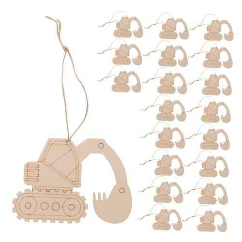 Gadpiparty 20 Stück Teiliges Unbemalte Holzscheiben mit Vorgebohrten Löchern und Schnüren Unbehandelte Holz-excavator-ausschnitte für Diy-bastelprojekte Familienaktivitäten und Kreative von Gadpiparty