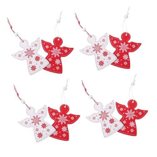 Gadpiparty 20 Stück Teiliges Weihnachtsbaumschmuck Holz Hängende Engel Anhänger Rot und Weiß Liebevolle Xmas Baumdekoration für Weihnachtsfeier und Festliche Party Deko von Gadpiparty