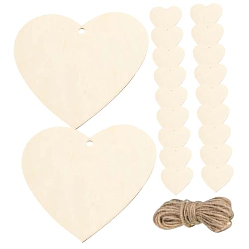 Gadpiparty 200 Stück Herzförmige Holzscheiben DIY Unbehandelt für Bastelarbeiten Holzherzen mit Juteseil für Hochzeiten Valentinstag Partydekoration und Kunstwerke von Gadpiparty