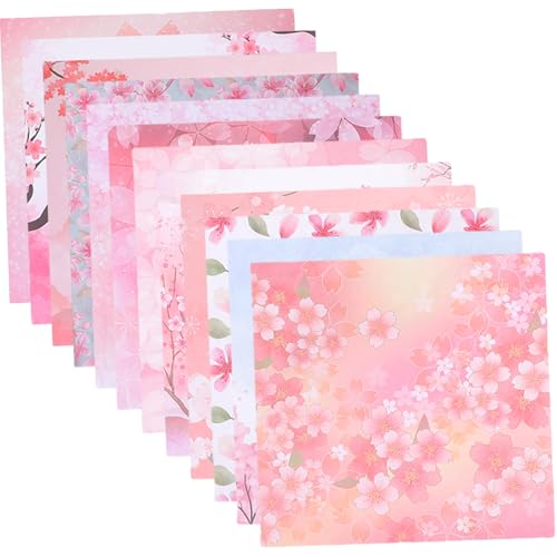 Gadpiparty 200 Stück Origami Bastelpapier Doppelseitige Faltpapiere für DIY Handwerk für Bastelprojekte Kirschblüten Design Hochwertiges Papiermaterial von Gadpiparty