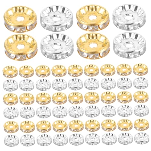 Gadpiparty 200 Stück Rondelle Spacer Beads mit Löchern Glänzende Strass Rondell Zwischenperlen in Silber und Gold Langlebig und Verblassungsresistent für DIY Schmuckherstellung Armbänder Gadpiparty 200 Stück Rondelle Spacer Beads mit Löchern Glänzende Strass Rondell Zwischenperlen in Silber und Gold Langlebig und Verblassungsresistent für DIY Schmuckherstellung Armbänder von Gadpiparty
