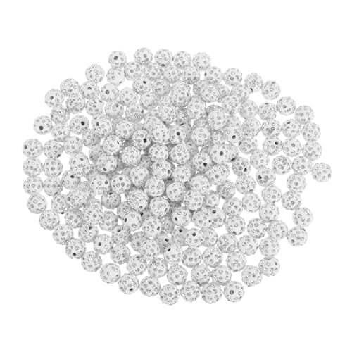 Gadpiparty 200 Stück Weiße Strass Tonperlen für Schmuckherstellung Glänzende Runde Disco Ball Perlen Funkelnde Shamballa Clay Beads für DIY Armband Halskette Ohrring von Gadpiparty