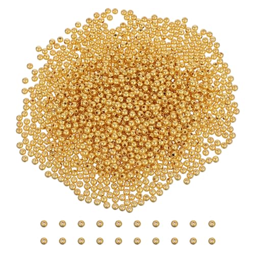 Gadpiparty 2000 Stück 4 mm runde Abstandsperlen: Goldene lose Kunststoffperlen – Schmuckherstellung, DIY-Zubehör – handgefertigtes Schmuckherstellungszubehör von Gadpiparty