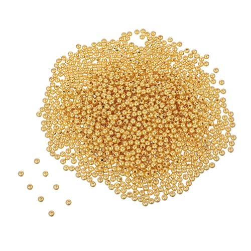 Gadpiparty 2000 Stück Goldfarbene Rund Spacer Perlen aus Kunststoff Glatte Schmuck Abstandshalter für DIY Schmuckherstellung Kompatibel mit Armbändern und Halsketten Vielseitige Bastelzubehör von Gadpiparty