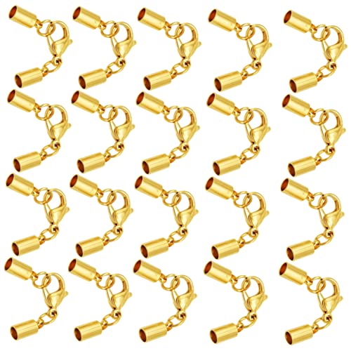 Gadpiparty 20Stücke Schmuckverschluss für Armband und Halskette Einfacher Karabinerverschluss für Lederbänder DIY Schmuckherstellung Goldene Farbe von Gadpiparty