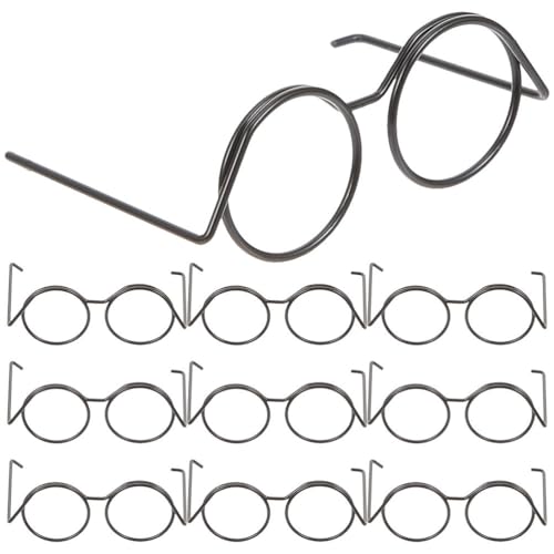 Gadpiparty 20st Runde Puppenbrille Puppenhaus-Brille Miniaturen Zum Basteln Brille Für Puppe Goldene Brille Für Hunde Puppenbrille Aus Schnapsgläser Baby Metall Klassisch Ob11 von Gadpiparty