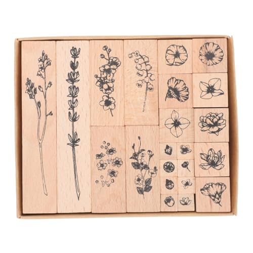 Gadpiparty 22 Stück Teiliges Holzstempel Set für Diy Scrapbooking und Dekoration Kreative Holzstempel für Tagebuch Geschenkanhänger und Karten Langlebige Stempel Hochwertigem Holz von Gadpiparty