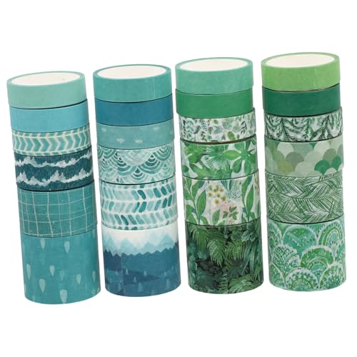Gadpiparty 24 Rollen Washi Tape Set DIY Dekoratives Klebeband für Scrapbooking Journals und Geschenkpapiere Frische Designs und Blau für Bastelprojekte und Feiertagsdekoration von Gadpiparty