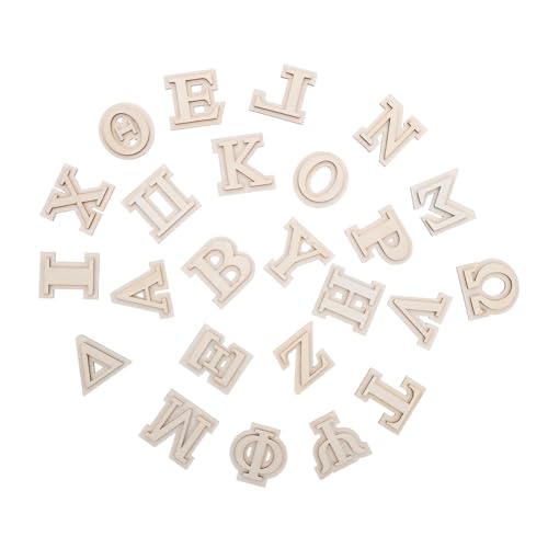 Gadpiparty 24 Stück Doppellagige Griechische Holzbuchstaben Naturbelassen für DIY Wandkunst Handgefertigte Rustikale Bastelbuchstaben zur Individuellen Wohnraumdekoration von Gadpiparty