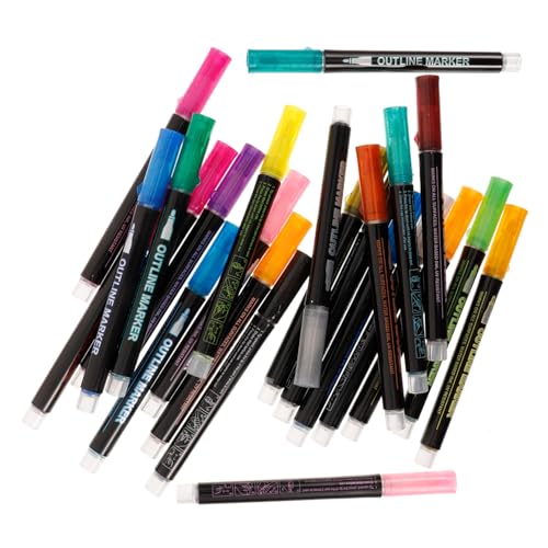 Gadpiparty 24 Stück Flash -marker Zum Ausmalen Grafische Markierungen Für Stifte Färbung Marker Zum Zeichnen Zeichenmarkierungen Kindermarkierungen Malbuchmarker Farbige Markierungen Plastik von Gadpiparty