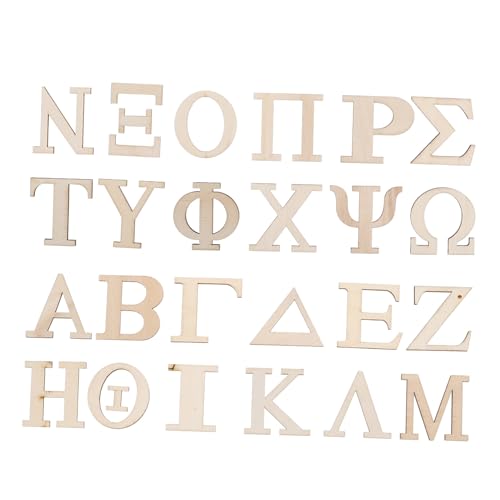 Gadpiparty 24 Stück Teiliges Kleine Holzbuchstaben Griechisches Alphabet Naturbelassen DIY Basteln Malen Lernspielzeug für Kinderzimmer Wanddeko Kreative Handwerksprojekte von Gadpiparty