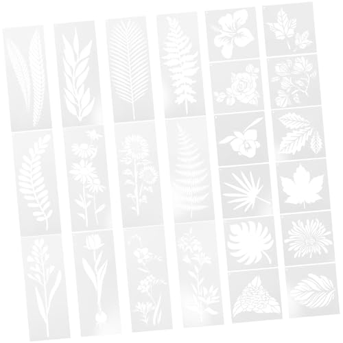 Gadpiparty 24 Stück Teiliges Pet Schablonen für Kreative Pflanzen und Blumenmuster Wiederverwendbare DIY Malvorlagen für Bastelprojekte Langlebige Vielseitige Zeichenschablonen von Gadpiparty