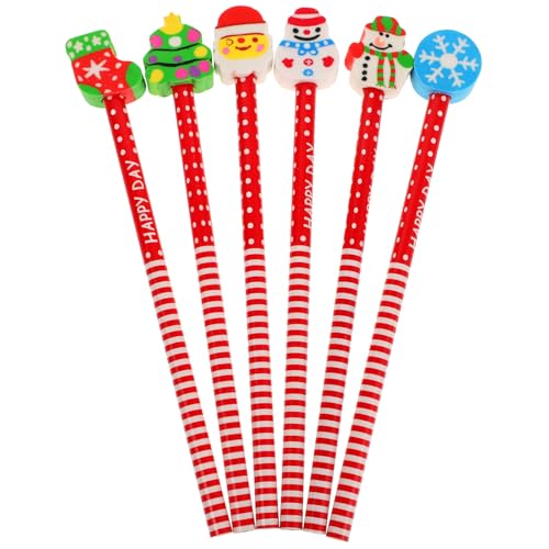 Gadpiparty 24 Stück Weihnachtsbleistifte Sortiert Bunt Neuheit Punkte Und Streifen Riesiger Radiergummi-Aufsatz Lustige Holzstifte Mit Radiergummi-Aufsatz Für Weihnachten Party Büro von Gadpiparty