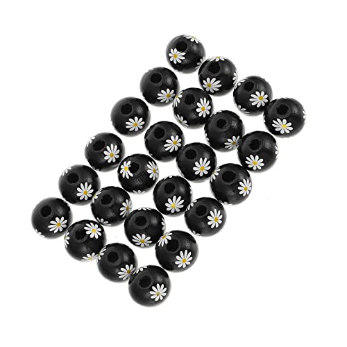Gadpiparty 25 Stück Holzperlen für Schmuckherstellung Runde Bastelperlen Schwarz Diy Zubehör für Armbänder und Kreative Handwerksprojekte von Gadpiparty