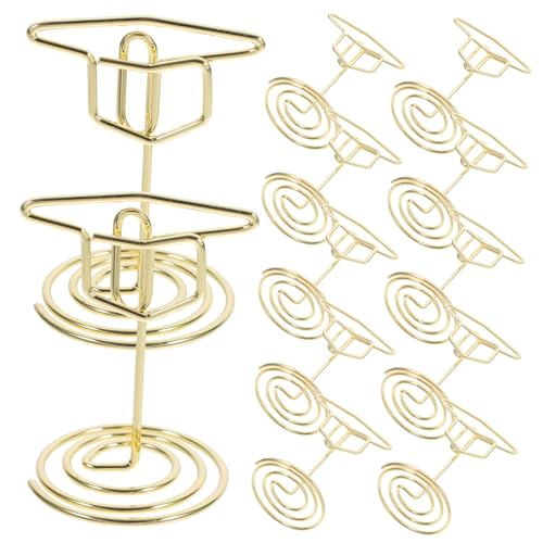Gadpiparty 25 Stück Mini Tischkartenhalter Graduation Cap Design Gold Multifunktionale Karten Fotoclips für Büro Schule Party Dekoration und Namensschilder von Gadpiparty
