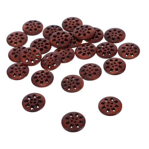 Gadpiparty 25 Stück Teiliges Holzknöpfe Naturbelassen Blumendesign Robustes für DIY Bekleidung Mantelverschluss Hemden Uniformen Dekorative Nähaccessoires von Gadpiparty