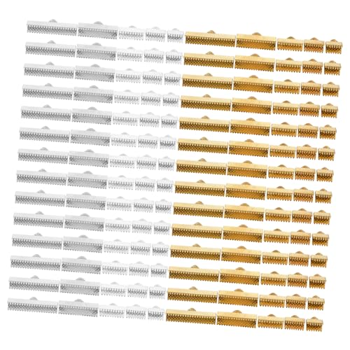 Gadpiparty 250 Stück Metallband Klemmen Langlebige Schmuckverbinder Flexible Endkappen für DIY Armbänder und Fußkettchen Geeignet für Bänder und Schnüre in Gold und Silber von Gadpiparty