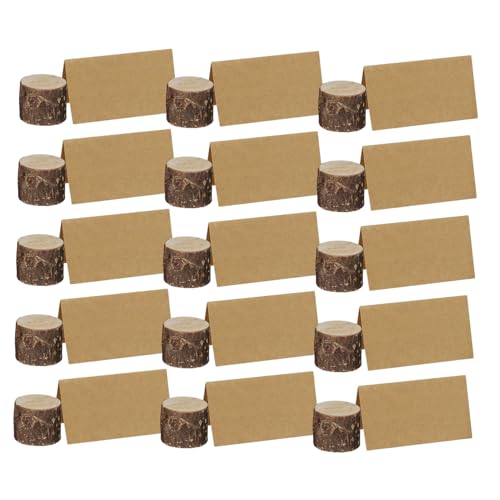 Gadpiparty 26 Sätze Rustikaler Holz Tischkartenhalter mit Memoklammer und Kraftpapier karte Stabiler Baumstumpf notizhalter für Party Tischdekoration für Hochzeiten und Veranstaltungen von Gadpiparty