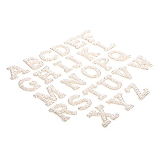 Gadpiparty 26 Stück Alphabet Brief Post Heimkehr Die Handwerk Verzierungen buchstabenperlen DIY-Patches Bügelnflecken Flicken für Kleidung englische buchstabenpatches Polyester Weiß von Gadpiparty