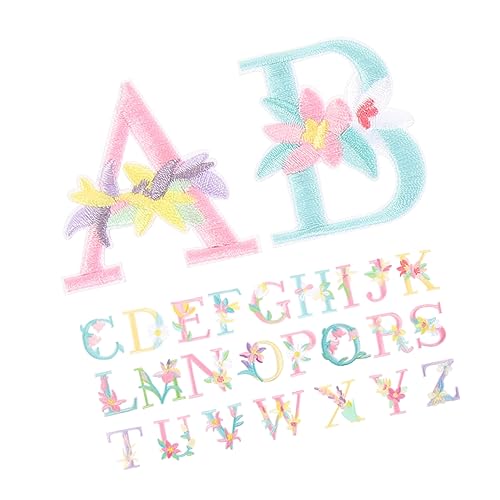 Gadpiparty 26 Stück Aufbügelbare Buchstaben Patches für Diy Projekte Kreative Blumen Designs für Kleidung Taschen und Accessoires Langlebig und Hautfreundlich von Gadpiparty