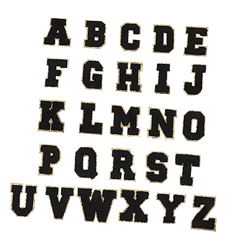 Gadpiparty 26 Stück Buchstaben Patches zum Aufbügeln Schwarze Stoffaufnäher für Kleidung Taschen und Handarbeiten für Reparaturen und Kreative Diy Projekte von Gadpiparty
