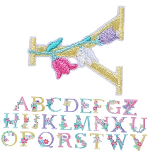 Gadpiparty 26 Stück Stoffaufkleber Blumen Stoffaufkleber Stickerei Buchstaben Patches Für Kleidung Klein Zum Aufnähen Alphabet Bestickt Patches Für Kleidung Kleidungsaufkleber von Gadpiparty