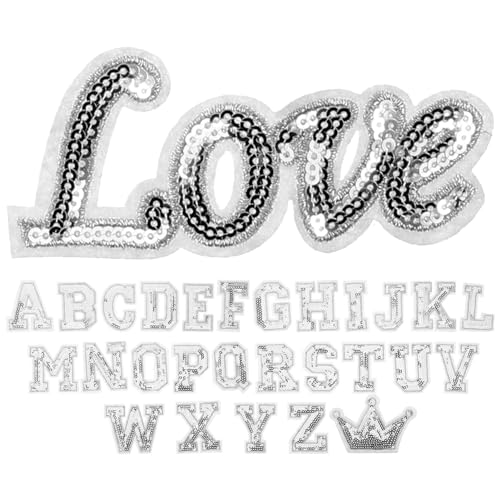 Gadpiparty 28 Stück Teiliges Bügelbuchstaben Aufnäher Glitzernde Patches zum Aufbügeln für Kleidung Taschen Hüte und Accessoires DIY Textilverzierung und Reparatur von Gadpiparty
