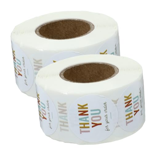 Gadpiparty 2Rollen Runde Dankeschön Aufkleber Selbstklebende Etiketten für Geschenkboxen Dekorative Verpackungsaufkleber für Partys und Anlässe Langlebige und Einfach zu Verwendende von Gadpiparty