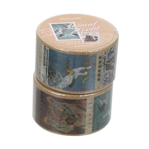 Gadpiparty 2Rollen Vintage Stempel Washi Tapes Briefmarkenaufkleber für Bastelprojekte Zufällige Muster für Planer und Scrapbooking von Gadpiparty