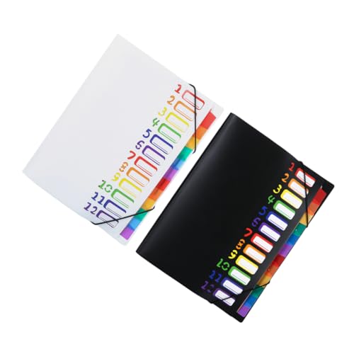 Gadpiparty 2Stücke Fächermappe Tragbarer Dokumenten Organizer Schwarz und Weiß Erweiterbarer Aktenordner mit Bunten Taschen für Büro und Schule Langlebig und von Gadpiparty