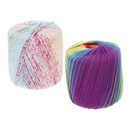Gadpiparty 2Stücke Handgefärbtes Baumwollgarn Mehrfarbiges Häkelgarn für DIY Projekte Robuste und Langlebige Baumwolle für Schals Mützen und Babydecken Einfache Handhabung von Gadpiparty