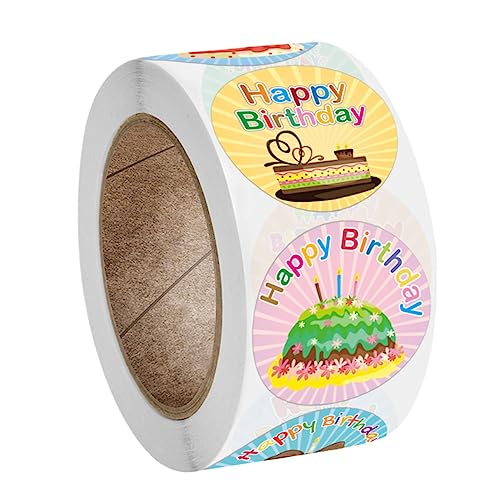 Gadpiparty 3 Rollen 500 Stück alles zum geburtstag aufkleber Klebstoff Dekorationen Schild Schüttgut Du party sachen party supplies Aufkleber Partyversorgung Kupferplattenaufkleber von Gadpiparty