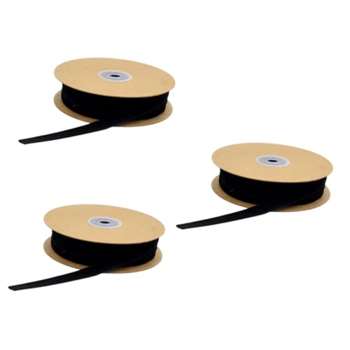 Gadpiparty 3 Rollen Breites Unelastisches Beflockungsband aus Samt Schwarze Geschenkverpackung und Bastelzubehör für Kleidung Kopfbedeckung Halsketten DIY Dekoration zu Hause Shop von Gadpiparty
