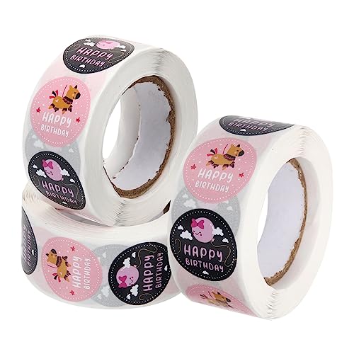 Gadpiparty 3 Rollen Geburtstag Aufkleber Selbstklebende Versiegelungsetiketten für Umschläge und Diy Projekte Kinderfreundliche Designs für Fröhliche Partydekoration von Gadpiparty