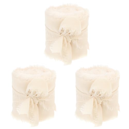 Gadpiparty 3 Rollen Handgefertigtes Fransenband für Hochzeitsdekoration Breit für Blumensträuße und Diy Projekte Elegantes Chiffonband mit Ausgefransten Kanten von Gadpiparty