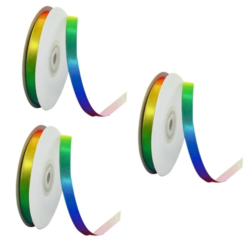 Gadpiparty 3 Rollen Hochdichtes Polyester Regenbogenband Farbverlauf Geschenkband Bunte Webband Geschenkverpackung Diy Basteln Kuchen Dekoration Kleidung Zubehör von Gadpiparty